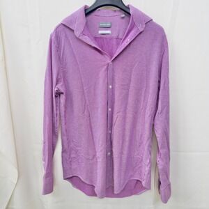 Michael Kors Mens Lavender Pique Knit Button Up Chic Modern Versatile Fit Medium